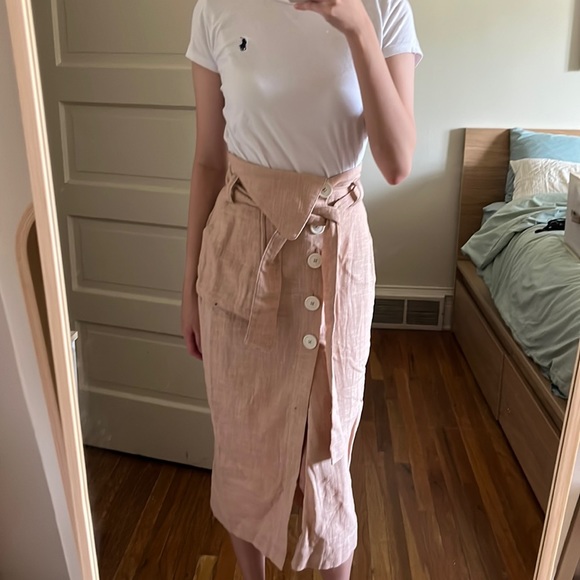 ASOS DESIGN casual button front column midi skirt with tie - Picture 5 of 7